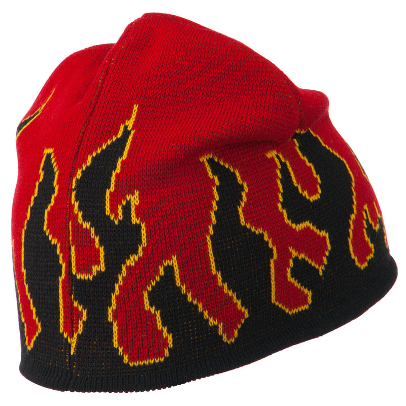 Knit Beanie with Flames