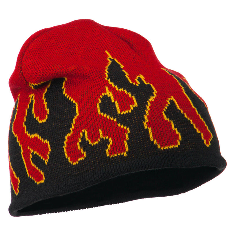 Knit Beanie with Flames