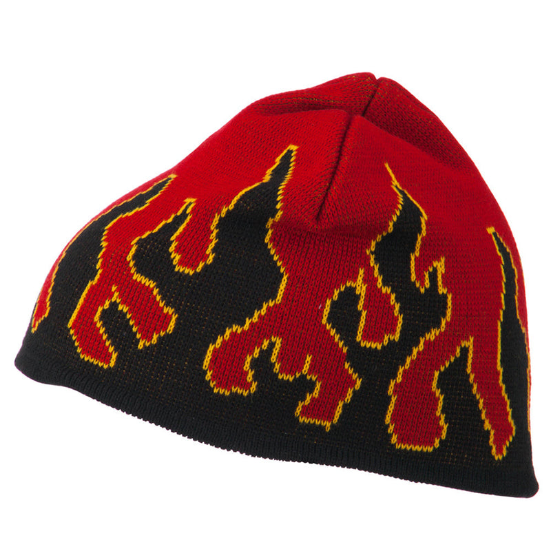 Knit Beanie with Flames