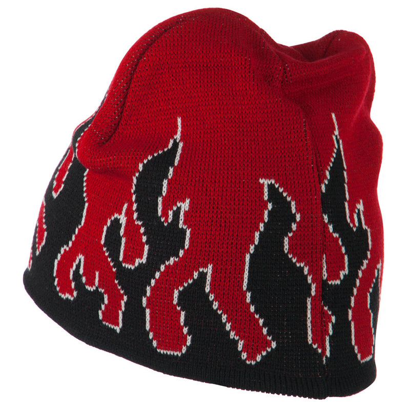 Knit Beanie with Flames