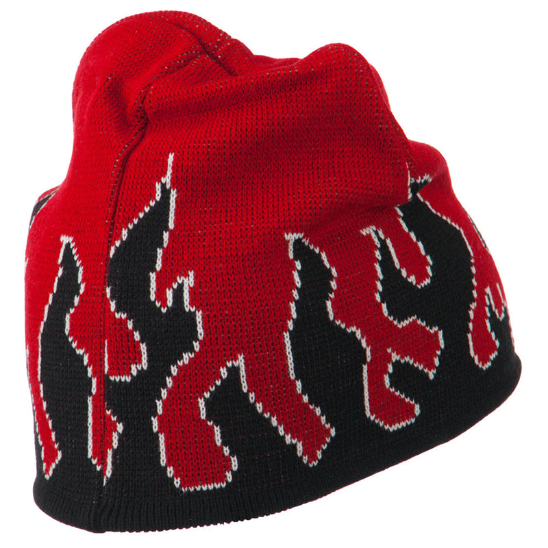 Knit Beanie with Flames