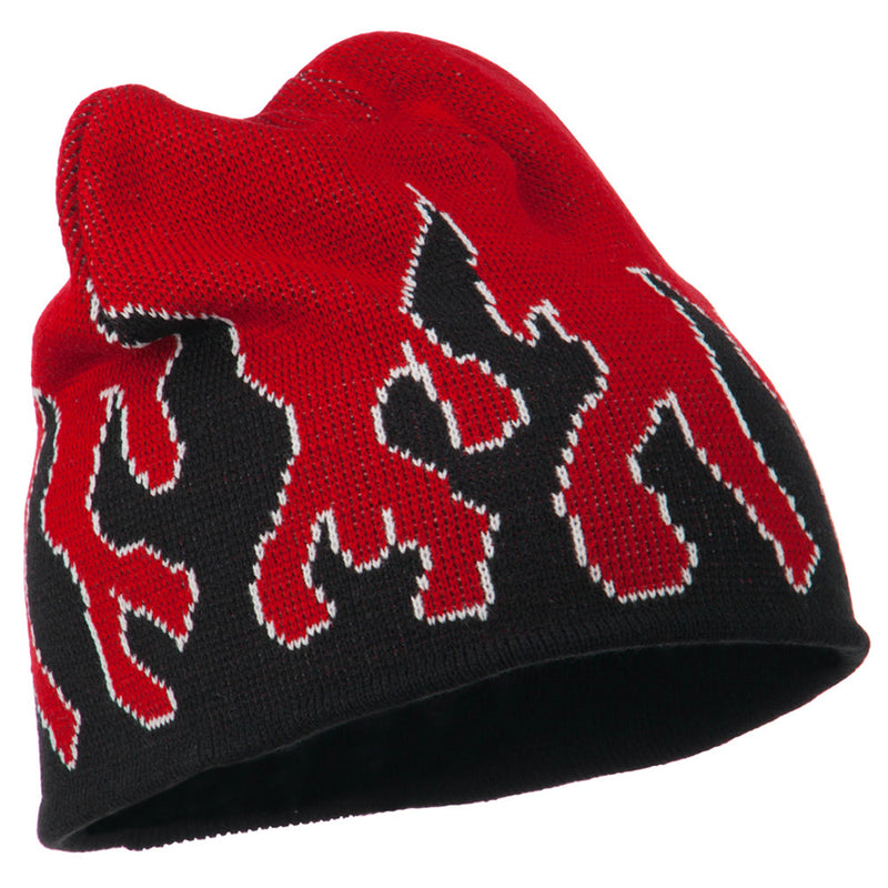 Knit Beanie with Flames