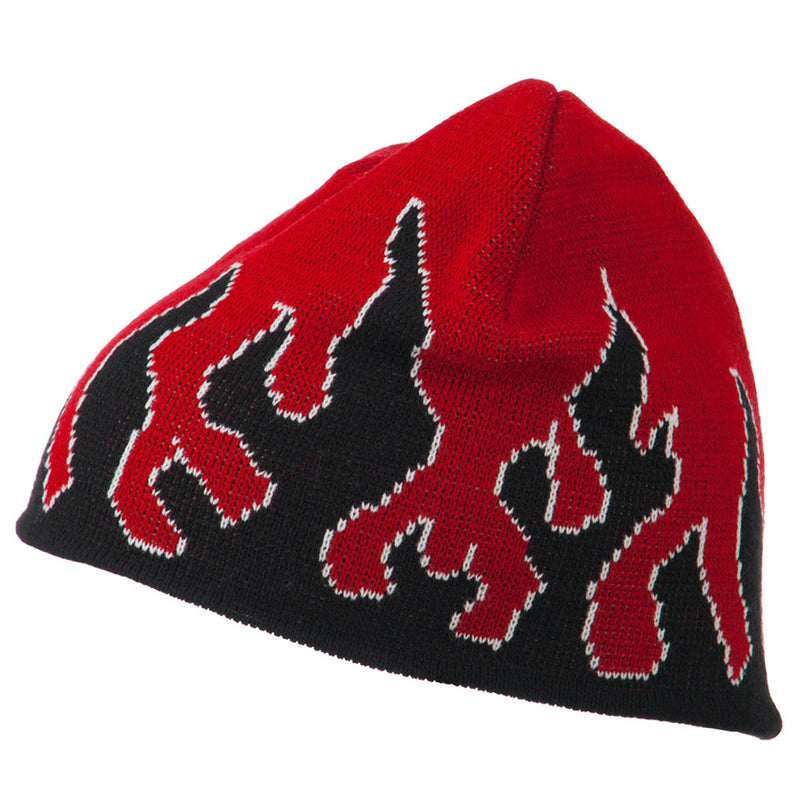 Knit Beanie with Flames