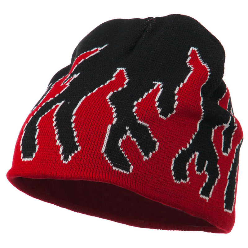 Knit Beanie with Flames