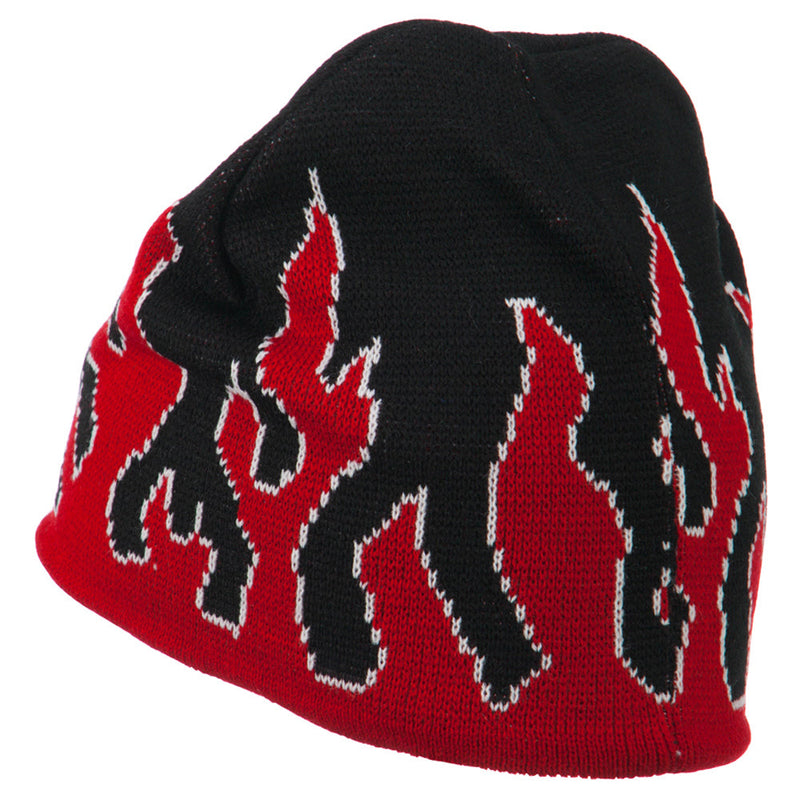 Knit Beanie with Flames