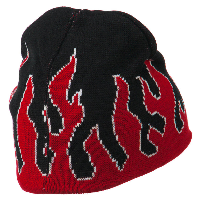 Knit Beanie with Flames