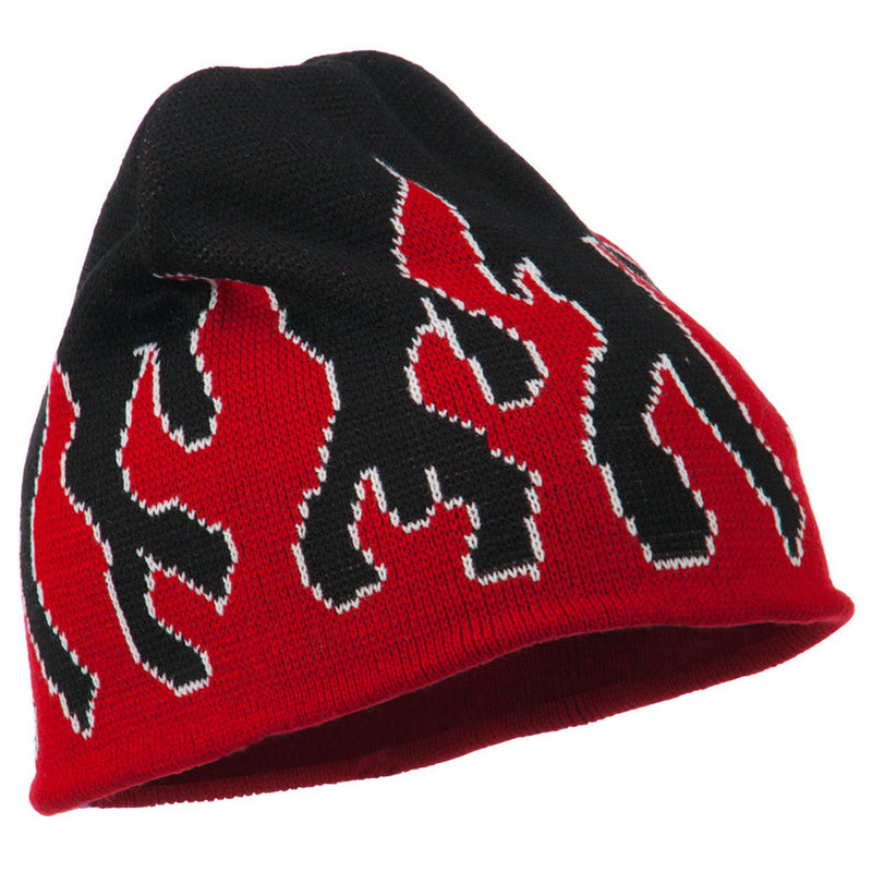 Knit Beanie with Flames