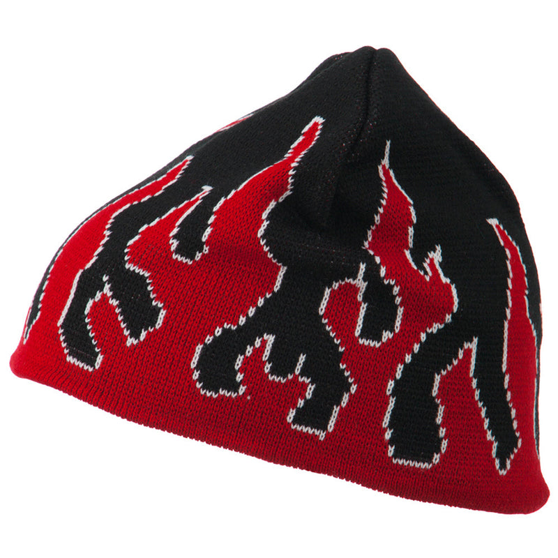 Knit Beanie with Flames
