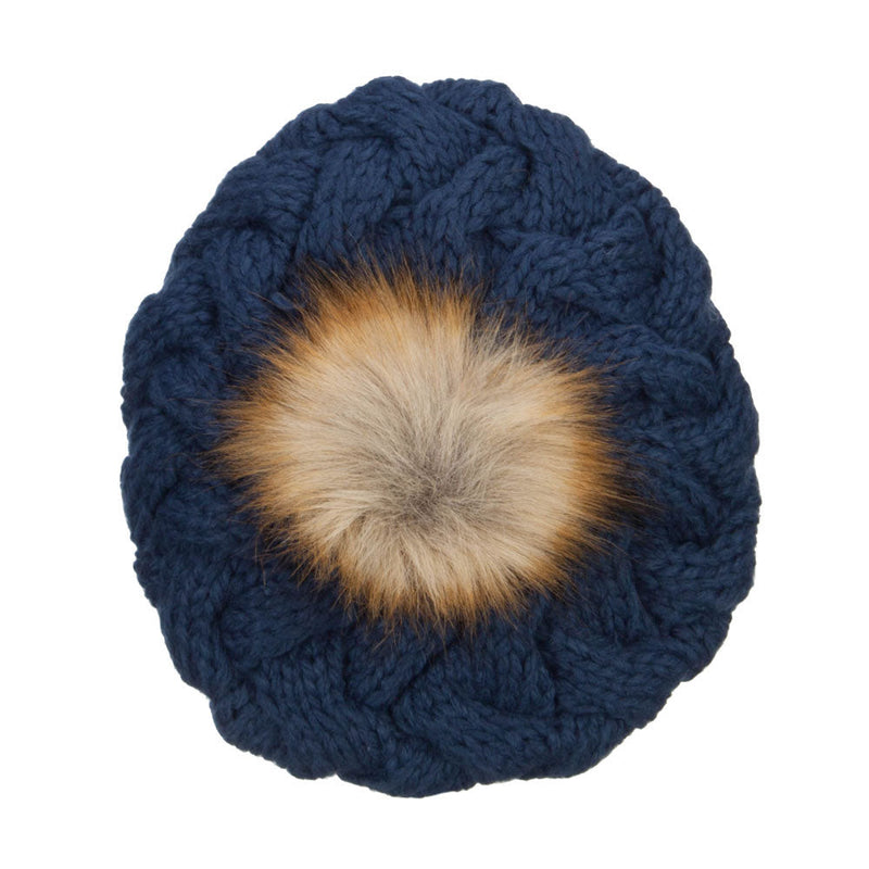 Faux Fur Pom Knit Beret