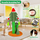 32" Cat Scratching Post, Tall Christmas Tree Cat Scratcher with 3 Posts and Cute Dangling Teaser Balls, Natural Sisal Rope Cat Toys for Kitty and Adult Cats