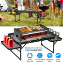 Foldable Camping Table Collapsible Picnic Aluminum Alloy Grill Stand 88LBS Max Load BBQ Table with 2 Side Trays