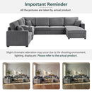 Modular 5 Seat U-Shape Sectional Sofa With Chaise Lounge, Built In Cup Holders And Storage Drawer