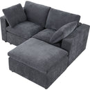 68.5" Loveseat Sofa with Ottoman Modular Sectional Love Seat Couch Small L Shaped Upholstered Couch for Living Room Apartment Small Space, Chenille Grey