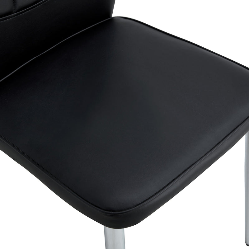 6 black dining chairs. Modern chairs from the Middle Ages. Made of PU material cushion and silver metal legs. Suitable for restaurants and living rooms