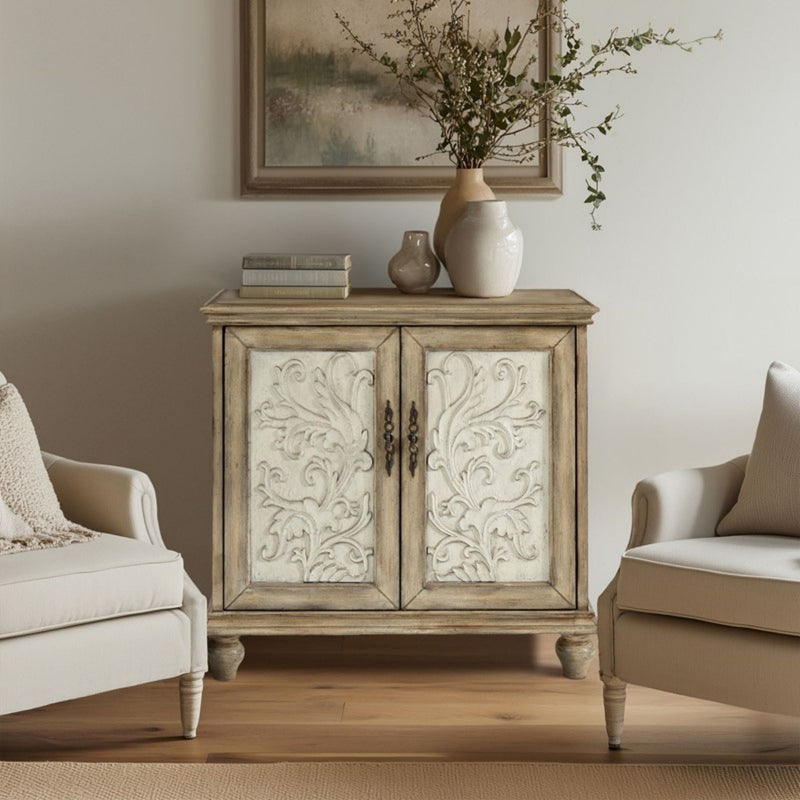 Driscoll - 2 Door Cabinet With Floral Design - Reclaimed Natural, photo 15 of 15