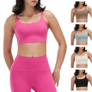 Women Strap Sport Bras Padded StrappyÊCrop Square Neck Low Impact Bras SexyÊFitnessÊTank Tops with Removable Pads Flat Straps for Gym Yoga Workout Run