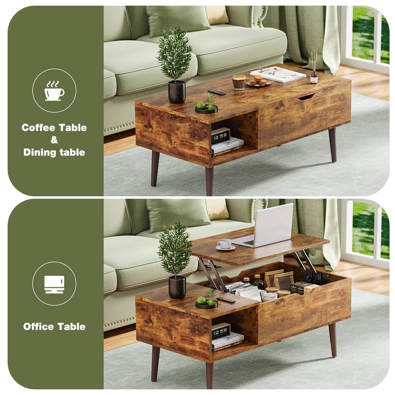 Walker Edison | Wood Lift Top Coffee Table & Desk with Storage