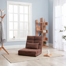 Modern Triple Fold Down Metal Frame Sofa Bed With 5 Reclining Positions And Pillow - Adjustable Upholstered Floor Couch For Gaming Or Guest Room - Brown by HouseOfZazla