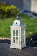 Wooden Candle Lantern Decorative, Hurricane Lantern Holder Decor For Indoor Outdoor, Home Garden - Ivory by HouseOfZazla