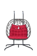 2 Person Outdoor Rattan Hanging Chair Patio Wicker Egg Chair