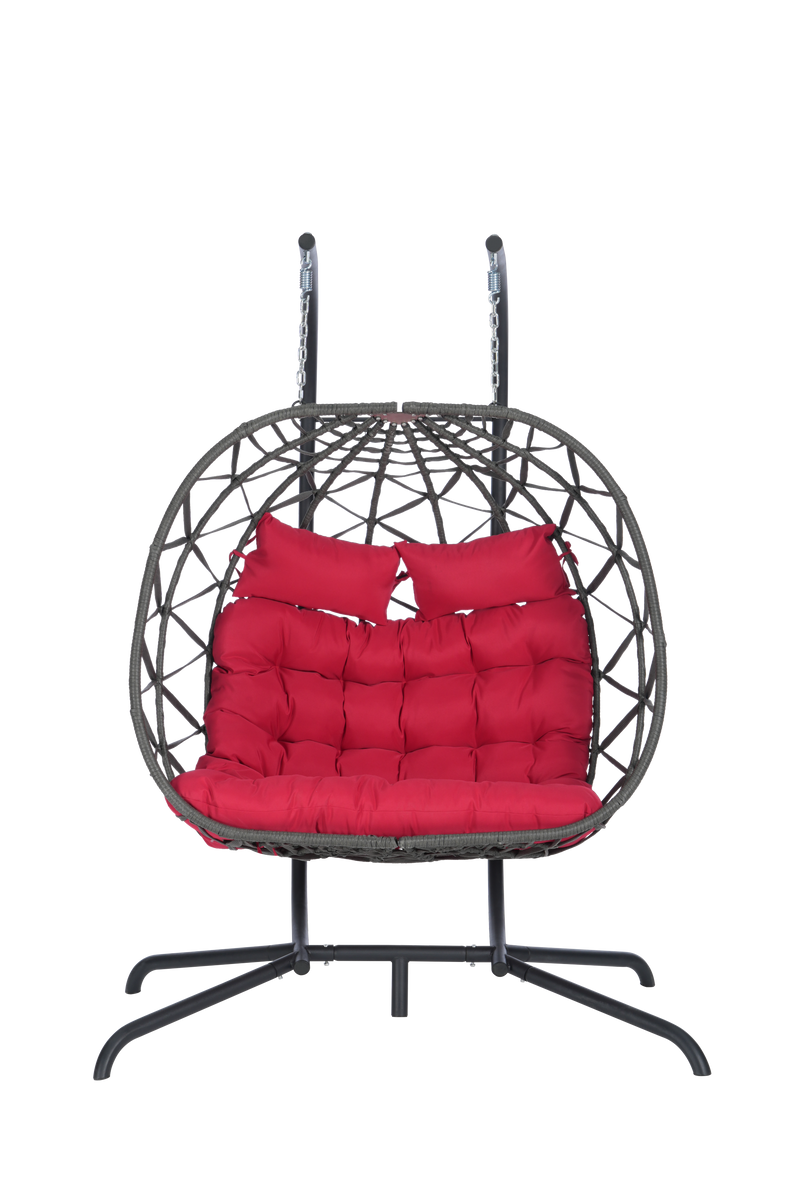 2 Person Outdoor Rattan Hanging Chair Patio Wicker Egg Chair