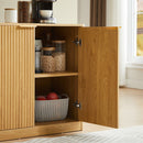 Fluted Sideboard Cabinet with 4-6 Doors and Wood-Grain Top