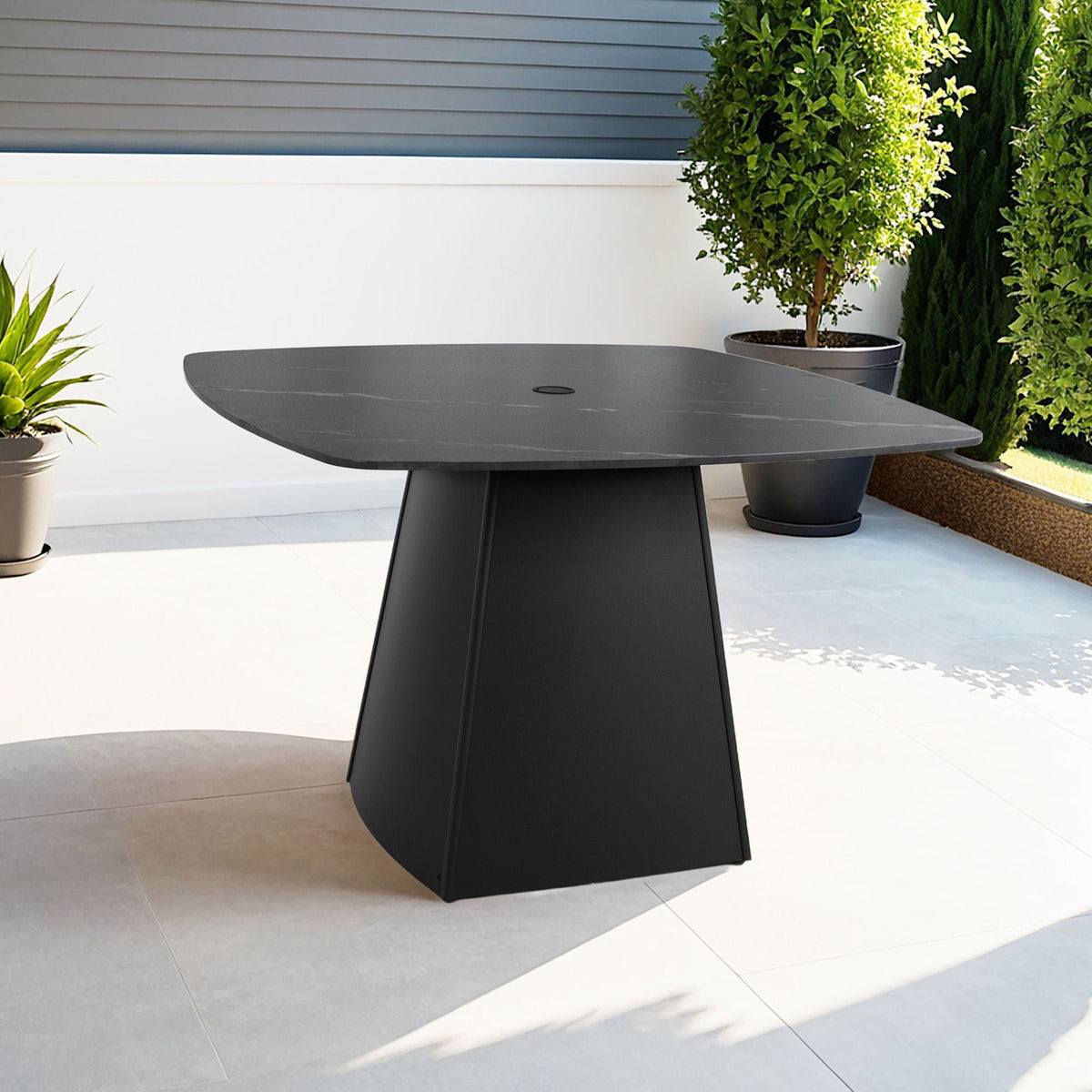 Rounded Square Outdoor Pedestal Dining Table, photo 14 of 14