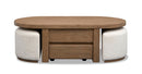 Hayden - Lift Top Storage Cocktail Table With Casters And Two Upholstered Stools - Golden Oat