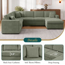 Oversized Sectional U-Shaped Sofa With Chaise Lounge And Three Soft Throw Pillows by Unique Piece Furniture