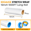 Stretch Wrap Film Roll, 1000ft Industrial Strength