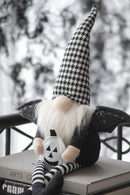 Sitting Gnome With Wings & Plaid Hat, For Halloween Decor by Unique Piece Furniture