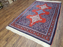 4x6 Western Kurdistan Kurdish Carpet Senneh Wool Area Rug Veg Dyes Red Blue Nice