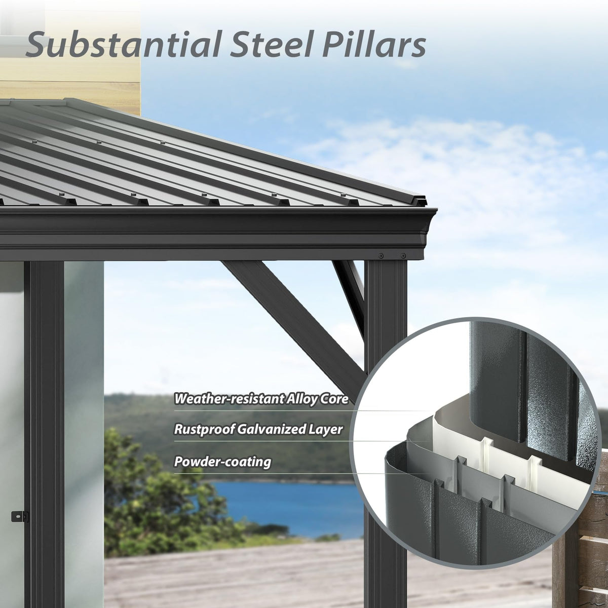 10'x16' Hardtop Wall Mounted Gazebo, photo 7 of 9