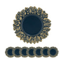 Plastic Charger Plate (Set of 8) - Blue / Gold