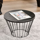 16" Steel Patio Side Table, Garden End Table with Hourglass Design, Accent Table for Outdoor and Indoor Use, Black
