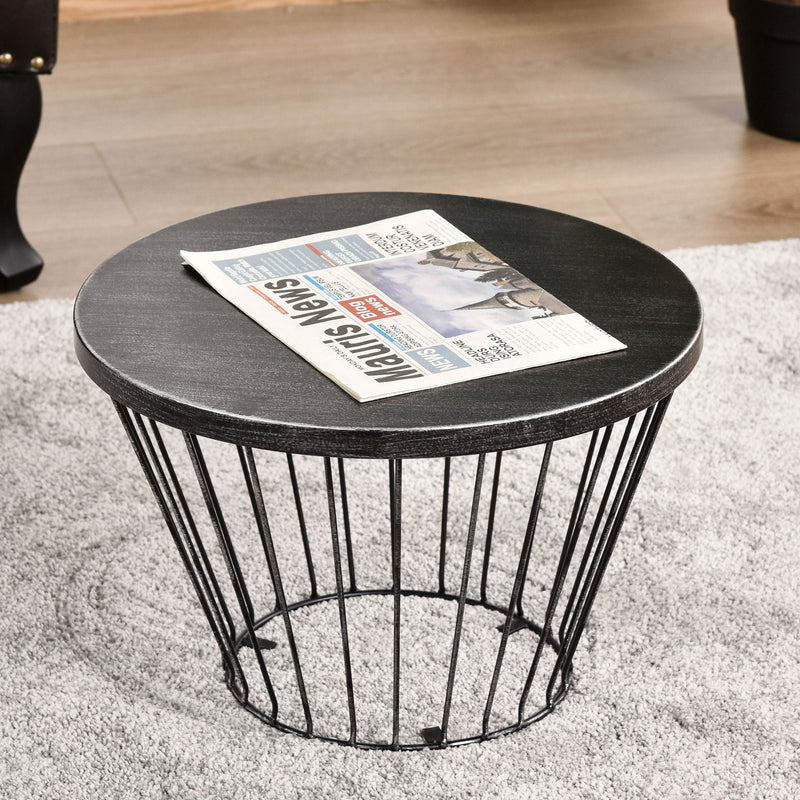 16" Steel Patio Side Table, Garden End Table with Hourglass Design, Accent Table for Outdoor and Indoor Use, Black