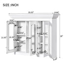 Bathroom Medicine Cabinet With Mirror, 5 Adjustable Closed Shelves, Wall-Mounted - White