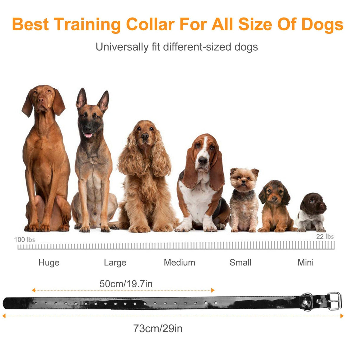 Dog Bark Collar IP67 Waterproof Rechargeable Dog Training Receiver Shock Collar Receiver with Beep Vibration Shock 9 Levels 1640ft Remote Range, photo 7 of 8
