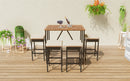 Outdoor Acacia Wood Bar Height Table And Eight Stools With Cushions by Unique Piece Furniture