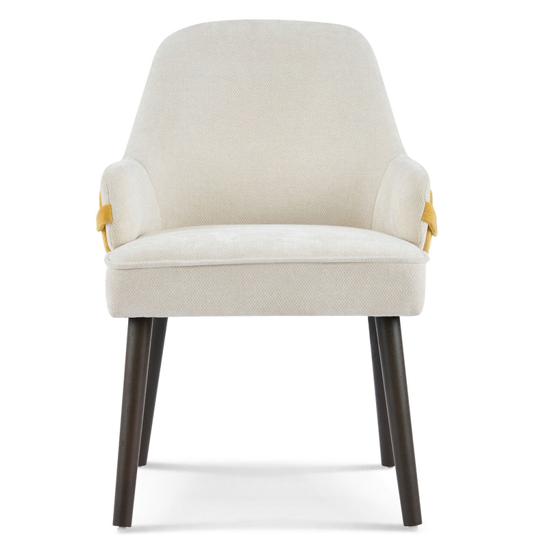 Indoor Dining Chair Set of 2 with Sturdy Frame - Beige / Yellow, photo 16 of 16