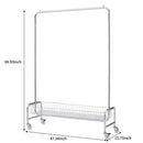 Heavy Duty Iron Garment Rack With Basket On Wheels - Silver