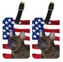 USA American Flag with French Bulldog Luggage Tag
