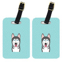 Checkerboard Blue Alaskan Malamute Luggage Tag