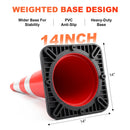 36" Heavy-Duty Traffic Cones with High-Visibility Reflective Collars - 4 Pack