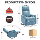 Heat Massage Manual Recliner Chair with Rocker and Swivel in Fabric for Living Room