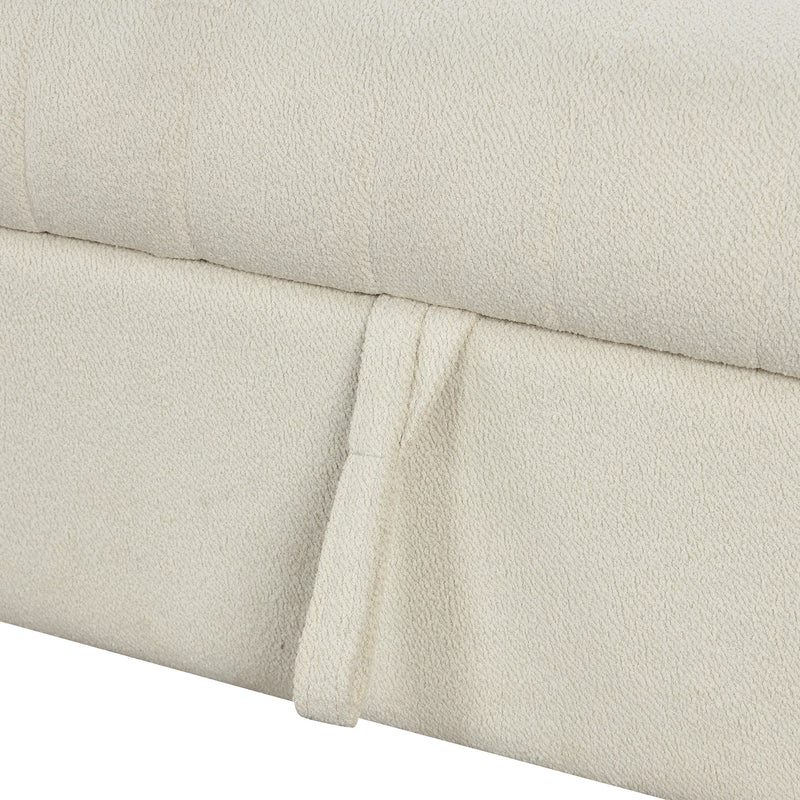 82.6" L-shaped Sectional Pull Out Sofa Bed Sleeper Sofa with Two USB Ports, Two Power Sockets and a Movable Storage Ottoman, Beige