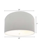Moderne Flush Mount Conversion Kit 14"w White Hardback Drum Lampshade