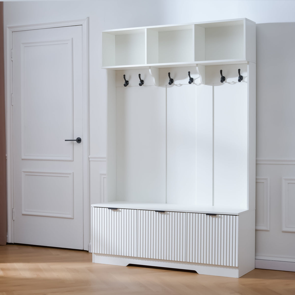 49.6" 5-in-1 Hall Tree with Bench, Shoe Storage & Cabinets, photo 4 of 10