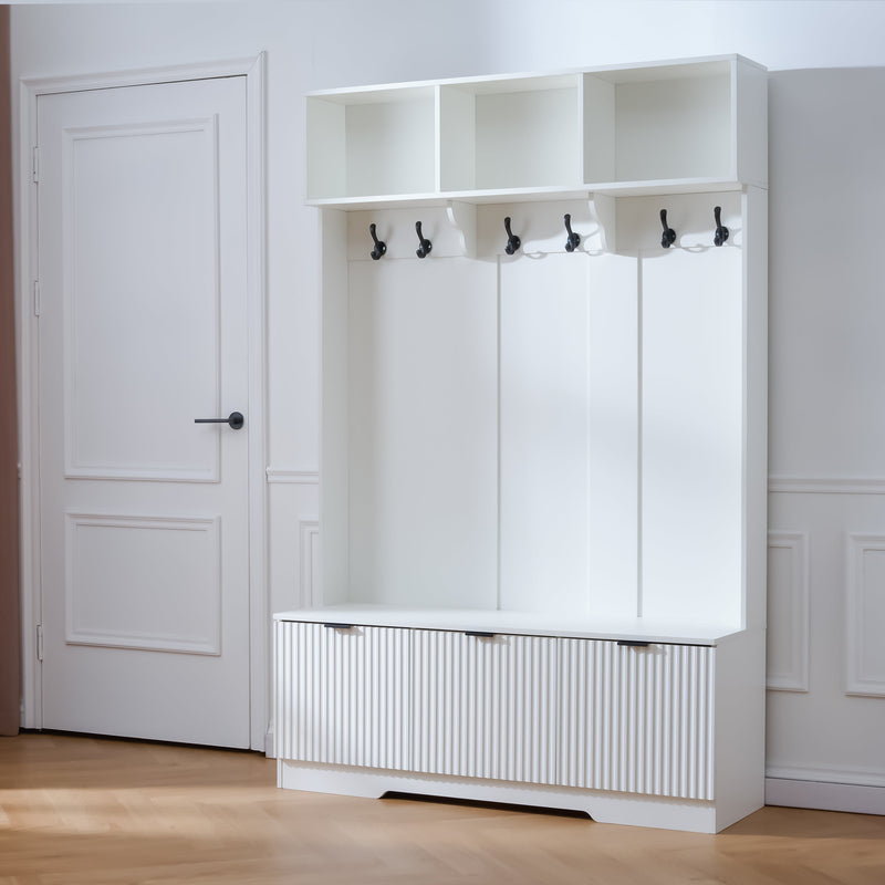49.6" 5-in-1 Hall Tree with Bench, Shoe Storage & Cabinets, photo 4 of 10
