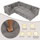 U-Shaped Sectional Sofa Pull Out Sofa Bed With Two USB Ports, Two Power Sockets, Three Back Pillows And A Storage Chaise For Living Room by Unique Piece Furniture